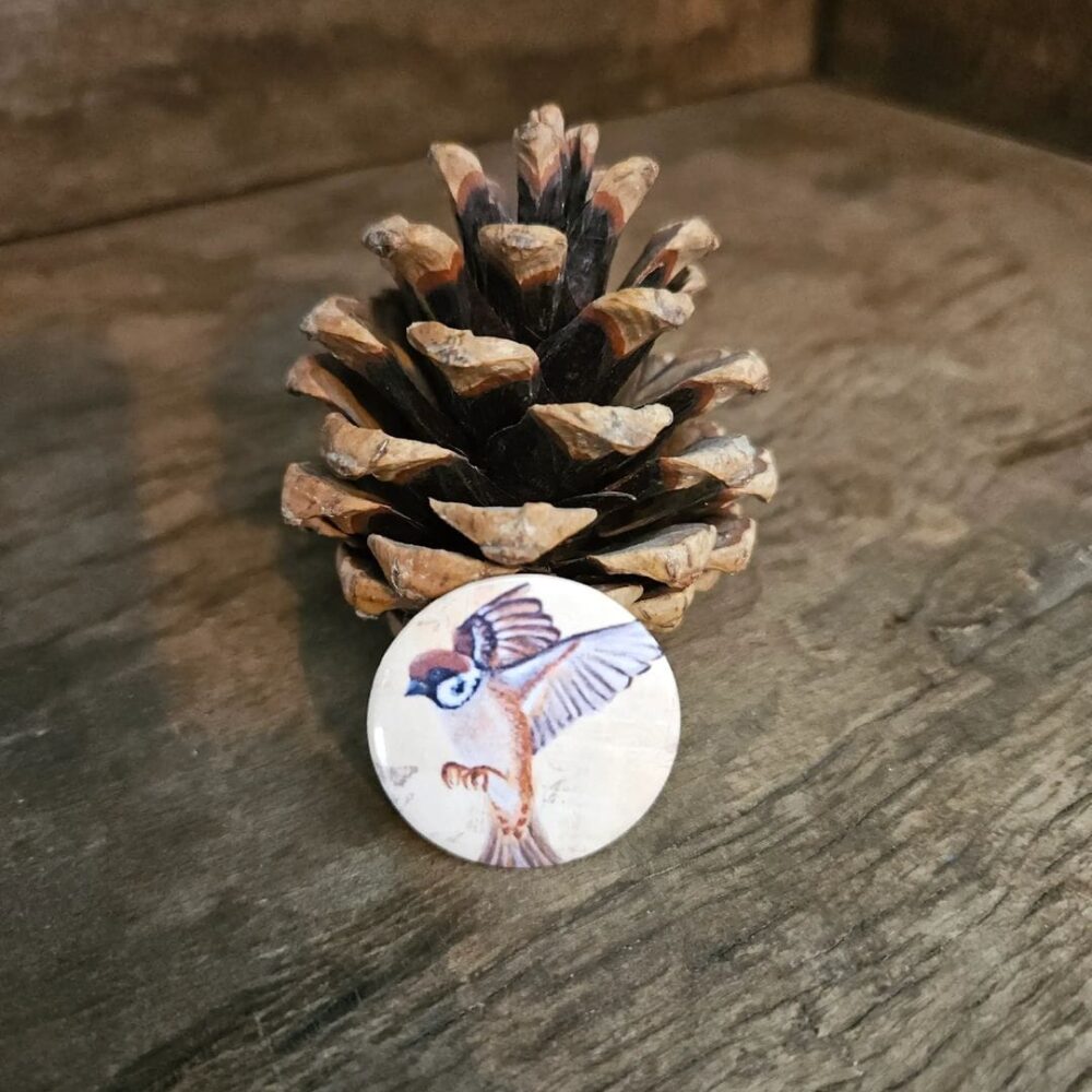 Happy Flying Sparrow (button)